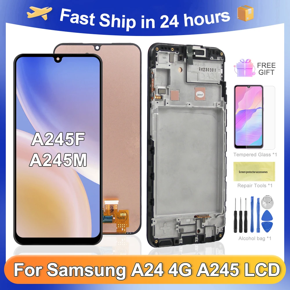 

ЖК-дисплей A24 4G 6,5 ''для Samsung A24 A245 A245F A245M A245N, сенсорный экран, дигитайзер в сборе, замена