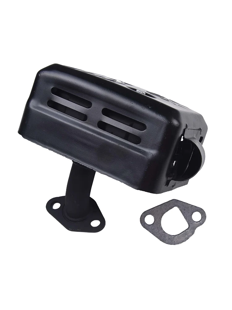 Exhaust Muffler for 4 Generators and Engine Powered Water Pumps Featuring Stainless Steel Housing and Mounting Shim