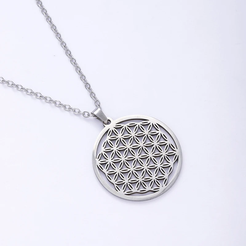 Ancient Egyptian Stainless Steel Sacred Geometry Flower Of Life Pendant Necklace