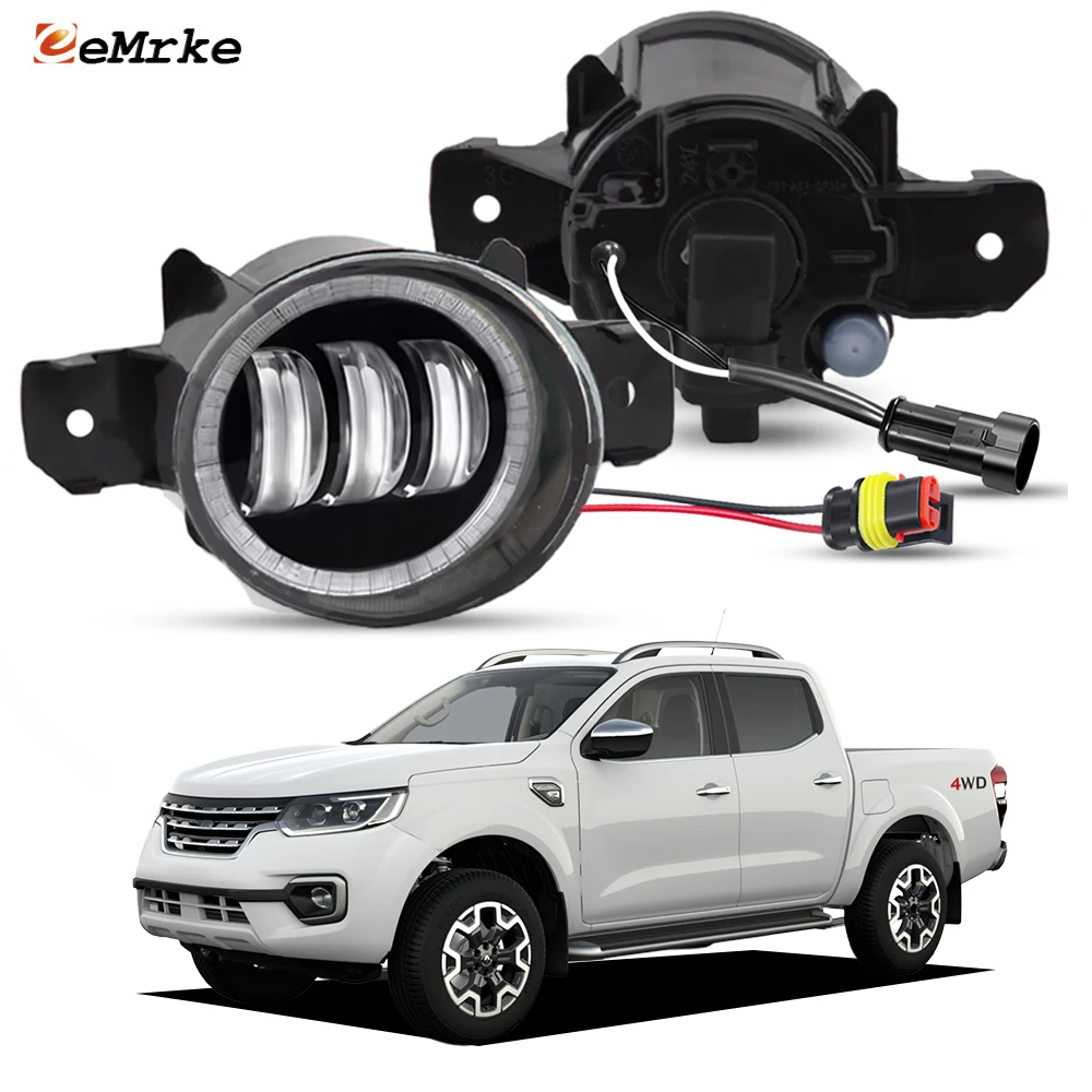 

Пара светодиодных противотуманных фар Angel Eye для Renault Alaskan 2017-2023, дневные ходовые огни (DRL), внешние прожекторы для переднего бампера