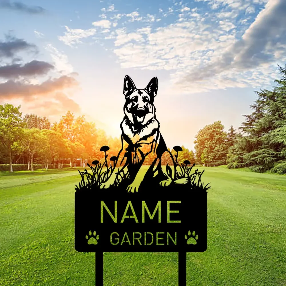 Tailored Custom Metal Stake for German Shepherd Dog Memorial Personalized as Grave Marker for Sympathy and Loving Remembrance