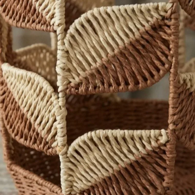 New Hand Woven Storage Baskets Large Hollow Out Hamper Leaf Pattern Laundry Bin Bedroom Living Room Sundry Sorting Frame Or