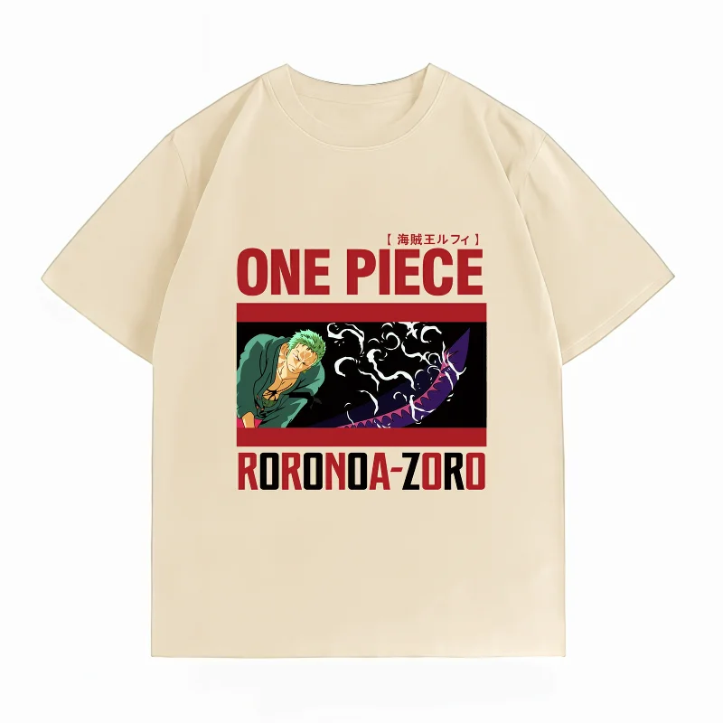 Men's Clothing New 100% Cotton Breathable Summer T-Shirt Bandai One Piece Zoro Print Casual Streetwear Men's Tops