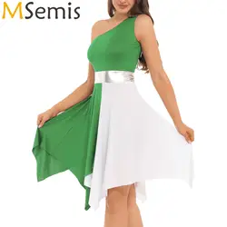 Robe de danse contemporaine pour femmes, tenue de salle de bal moderne lyrique, bloc de couleurs, robe de danse, patinage artistique, Costume de danse Tutu