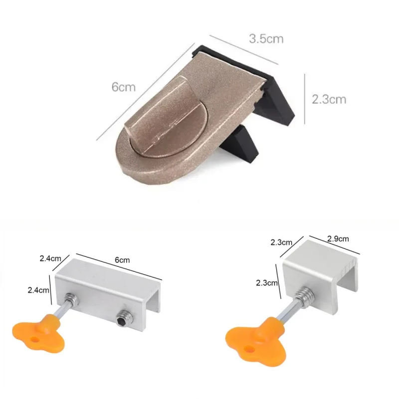 4 Pcs Window Safety Lock Aluminum Alloy Sliding Lock Sliding Door Anti-theft Lock Adjustable Buckle Window Stopper Lock for Home