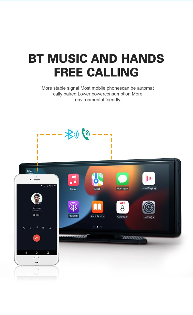 Hot Selling 10.26 Inch  CarPlay Android Auto Multimedia Car Radio Portable Wireless MP5 Player