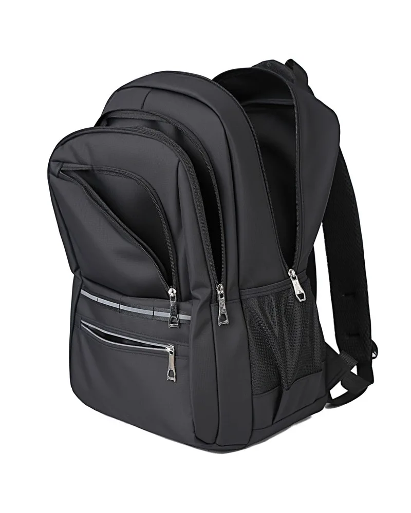 Men's Backpack Fashion Computer Bag USB Charging Backpack Large Capacity Simple Black School Bag Junior High School Student