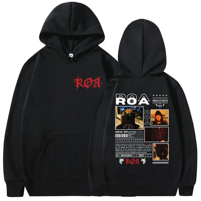 Rapper roa tour álbum gráfico merch com capuz roupas masculinas rock hip hop gótico pulôver moletom moda retro manga longa hoodies