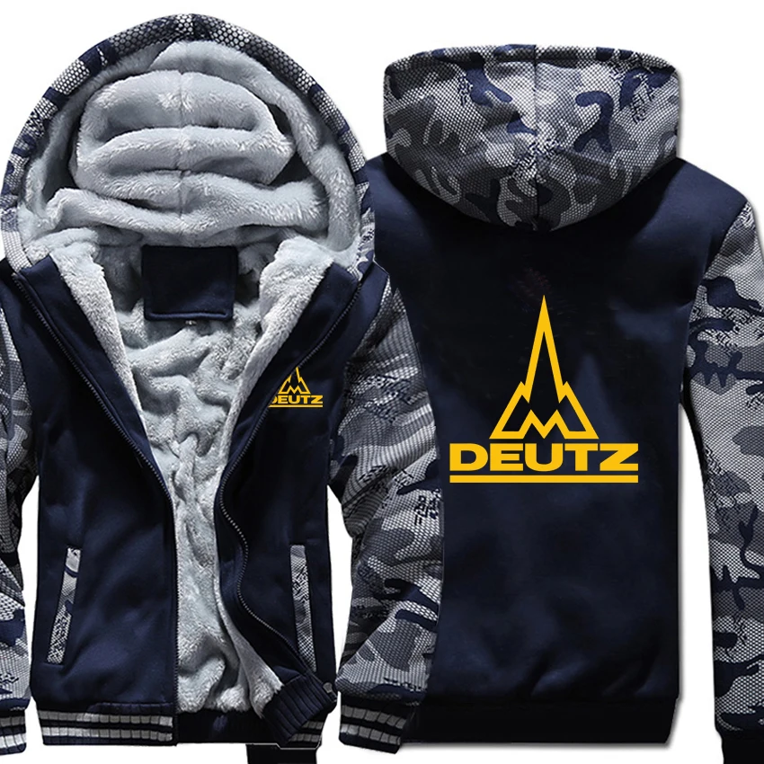 Deutz Fahr Tractor Hoodies Camouflage sleeve Jacket Hoody Zipper Winter Fleece Deutz Fahr Tractor Sweatshirt