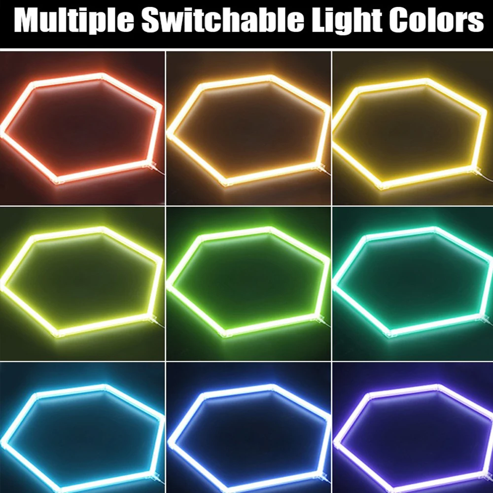 Luz LED hexagonal de panal RGB colorida para garaje, control remoto móvil adecuado para salas de deportes electrónicos, salas de baile, bares y gimnasios