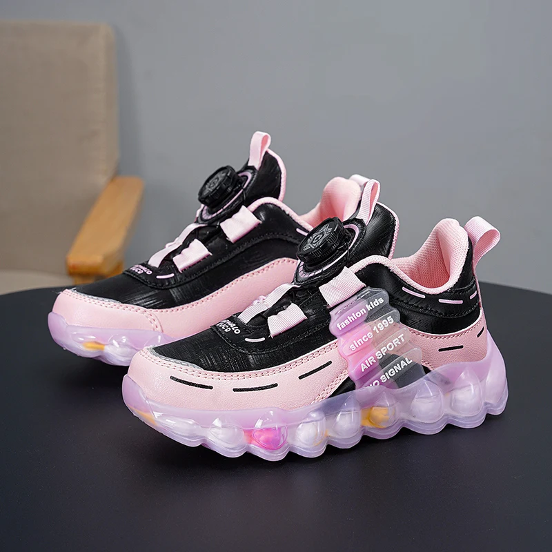 Spring Children Girls Boys PU Sneakers Toddlers Casual Shoes Kids Fashion Pink Tennis High Quality Sports Flats Size 26-39#