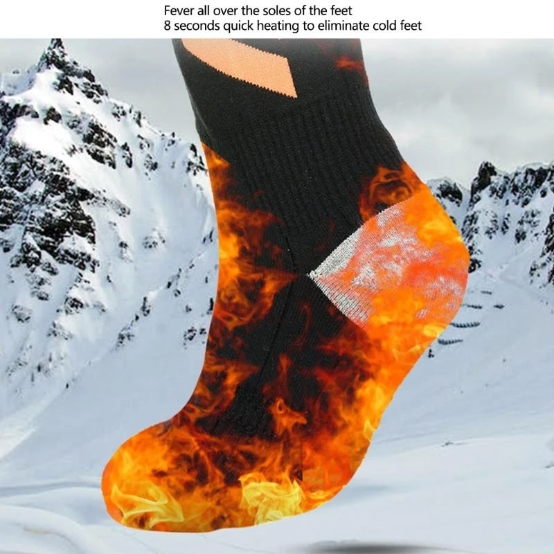 400A Black Stripe Heated Socks with Adjustable Temperature Battery for Skiing Hiking