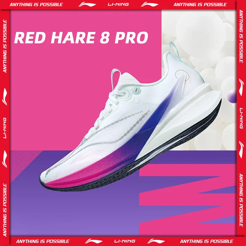 Li-Ning Women's RED HARE 8 PRO Racing Running Shoes BOOM Cushion LN DWR Water Repellent LiNing Training Sneaker ARPV016