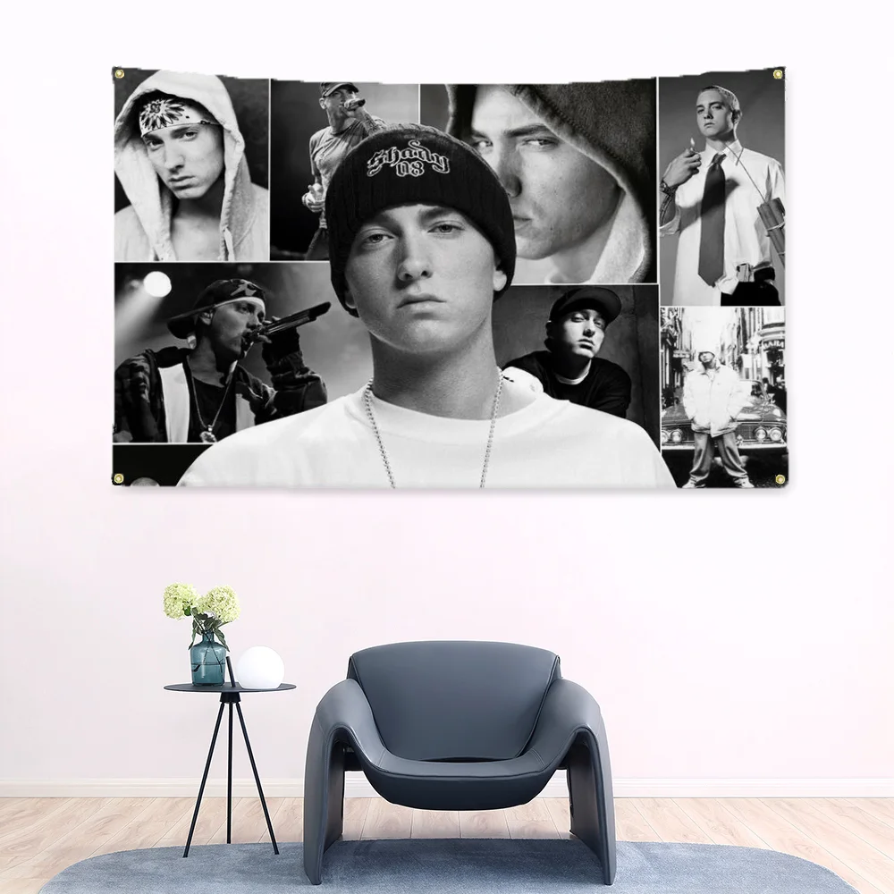 Eminem Tapestry Room Deco Hip Hop Flag to Hang Rapper Flags for Bedrooms Wallart Home Decoration Flag Outdoor Decor Garden