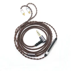 MMCX 헤드폰 케이블 마이크 볼륨 컨트롤러 교체, 젠하이저 IE200 IE300 IE600 IE900 3.5mm L 벤딩 잭 호환