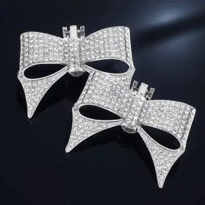 

1Pair Bowknot Shaped Shoe Charms Fashion Rhinestone Ornament Shoes Decor for Wedding Party Female Children Shoes