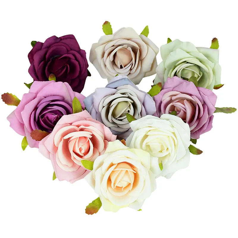 

5pcs 7cm Silk Rose Head Artificial Flowers Big Roses for Weddings Decoration Home Garden Decor Bridal Flower Wedding Supplies