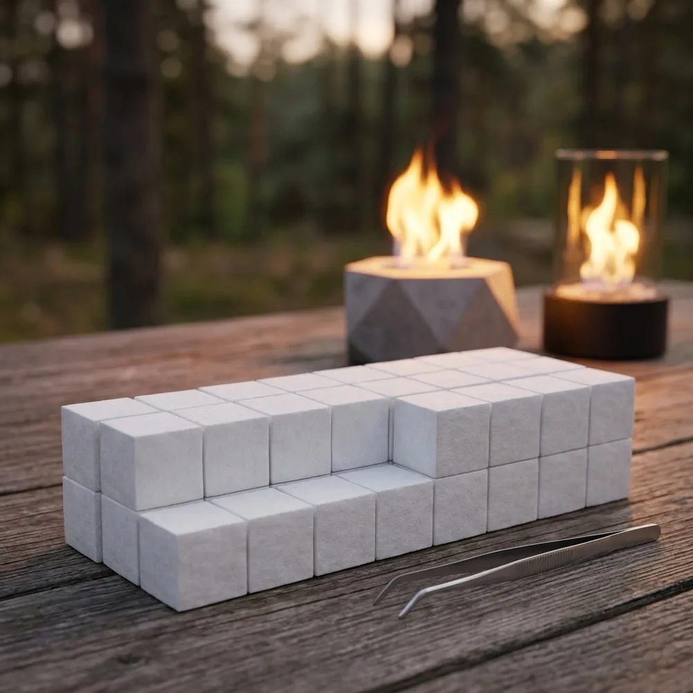 Fiber Cotton Blocks Pack of 48 for Use with Ethanol-Fueled For Desktop Fire Pits and Small-Scale Heating Appliances