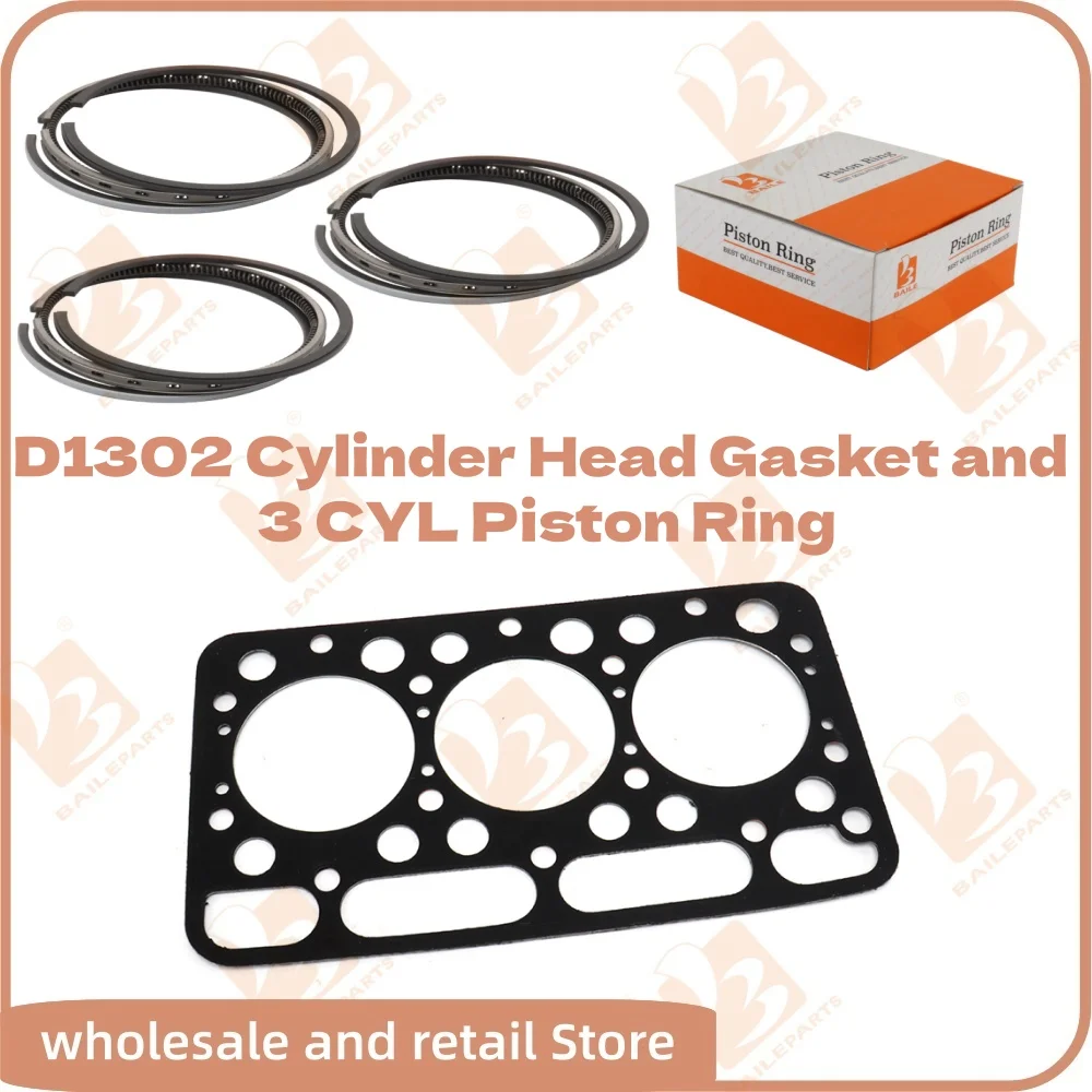 

For Kubota D1302 Cylinders Piston Ring 82*2.5HK+2+5mm Cylinder Head Gasket Overhaul Rebuild Kit 82mm Engine Spare Parts