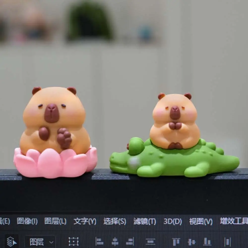 

Cute Animal Computer Monitor Decor Office Ornament Navigator Screen Capybara Screen Figurine Kawaii Decoration