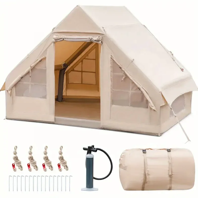 Outdoor Camping 6 sqm Waterproof Oxford Cloth Tpu Tube Air Inflatable Glamping Spire Yurt Tent