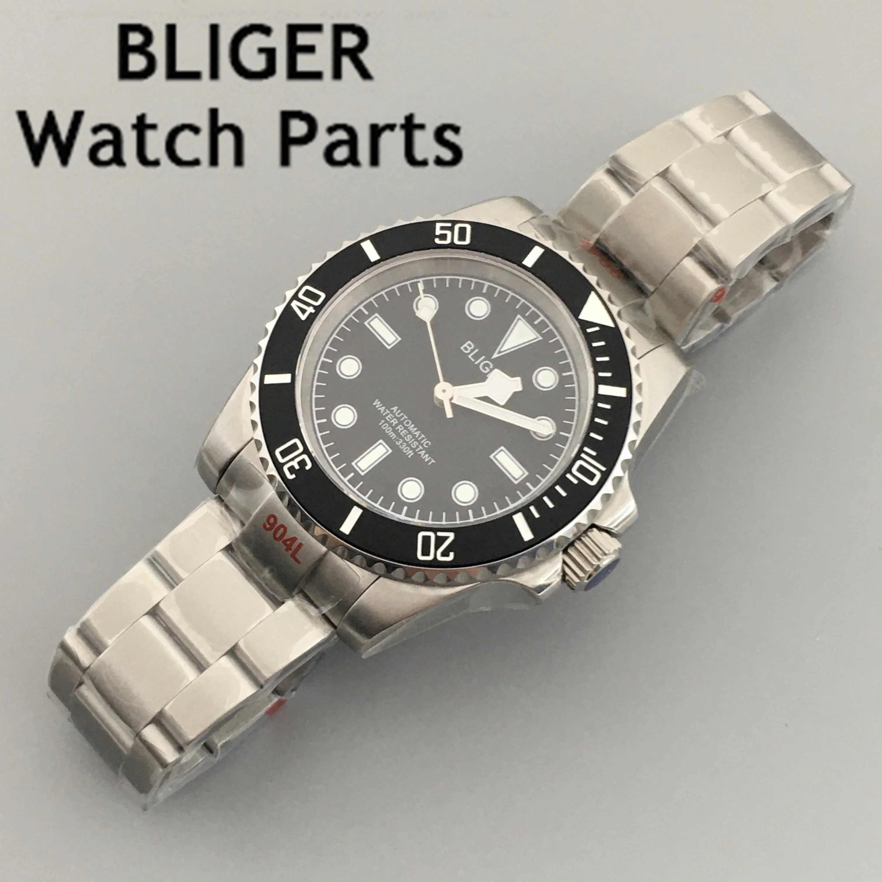 BLIGER 40mm Automatic Watch For Men NH35A Mingzhu Miyota PT5000 Movet Sapphire Black Dial White Yellow Time Mark Lume Oyster Str