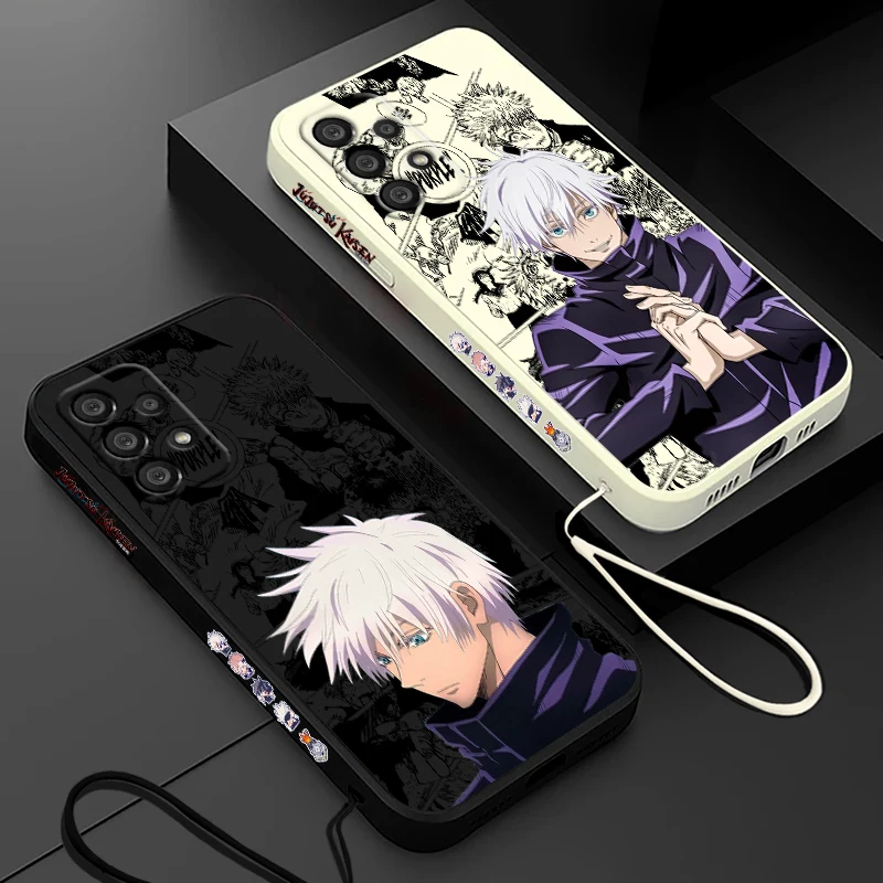 Jujutsu Kaisen Gojo Satoru Phone Case For Samsung A73 A53 A33 A52 A32 A71 A51 A21S A50 A30 5G Liquid Left Rope Funda