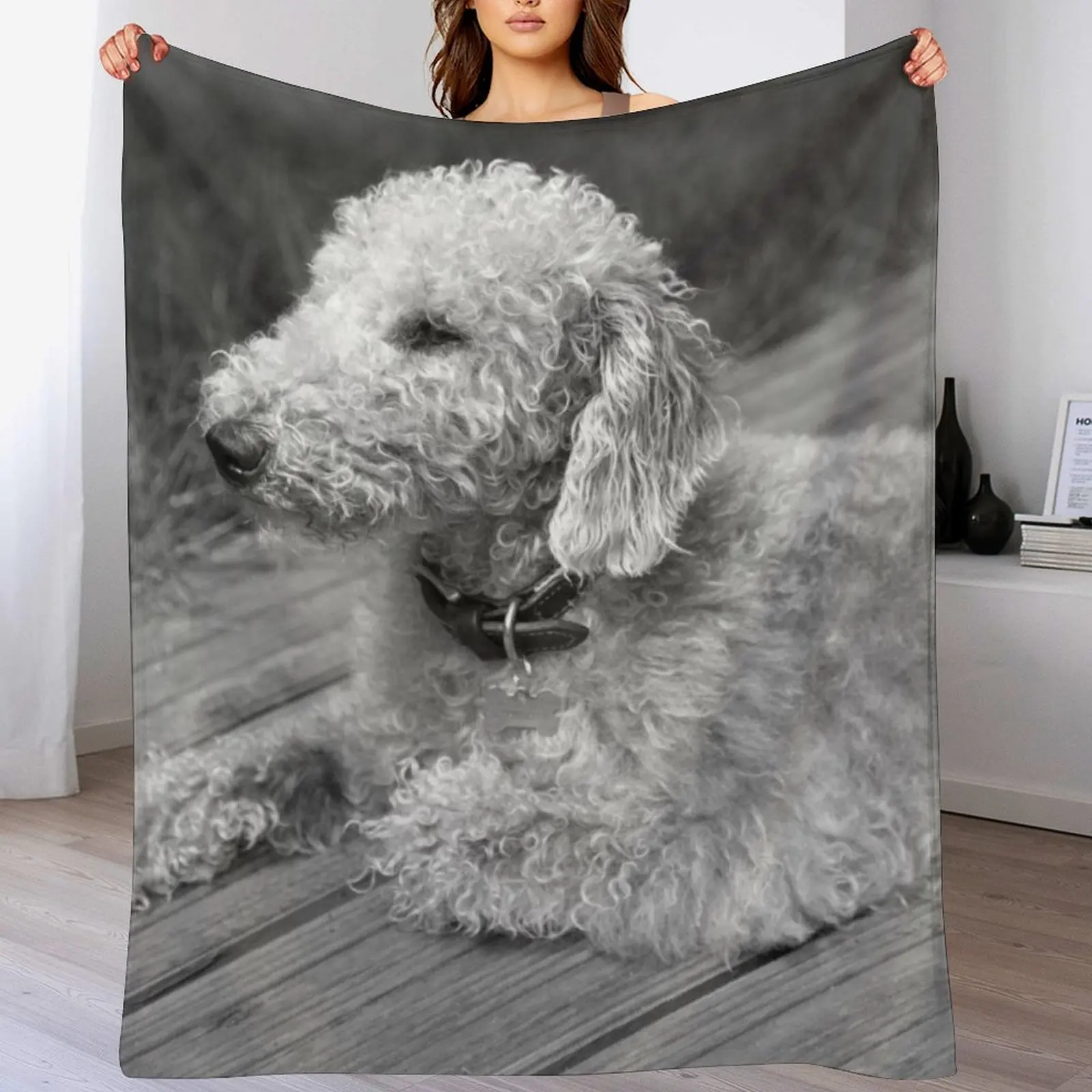 

Bedlington Terrier Photo Throw Blanket Flannel manga Blankets