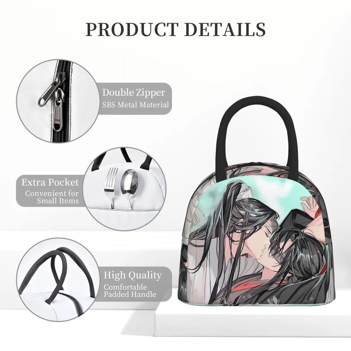 مو داو زو شي غراندماستر من زراعة الشيطاني معزول حقيبة الغداء للنساء صناديق الطعام المحمولة صندوق غداء حراري حمل #4