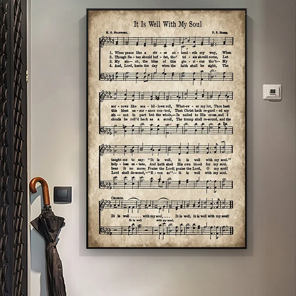 Vintage Christmas Carol Canvas Art | Retro Sheet Music Wall Poster | Living Room Decor Print