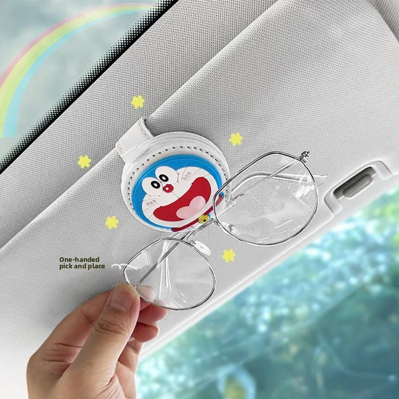 Doraemon Car Sunglasses Clip Sun Visor Multi‑Function Holder for Tickets Bank Card Auto Interior Decor
