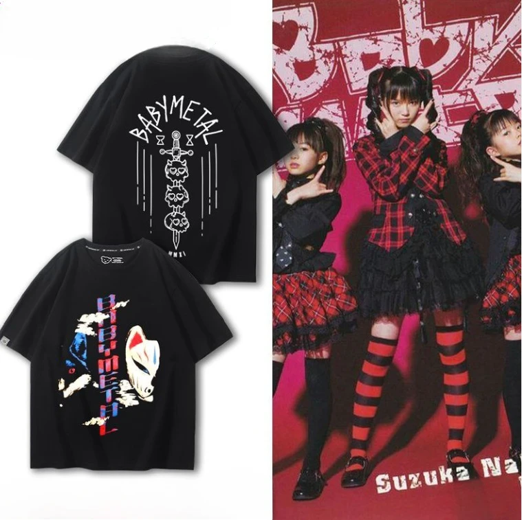 Japanese Babymetal Band Peripheral Short Sleeve T-Shirt Men's and Women's Summer American Rock Niche Vintage Half Sleeve