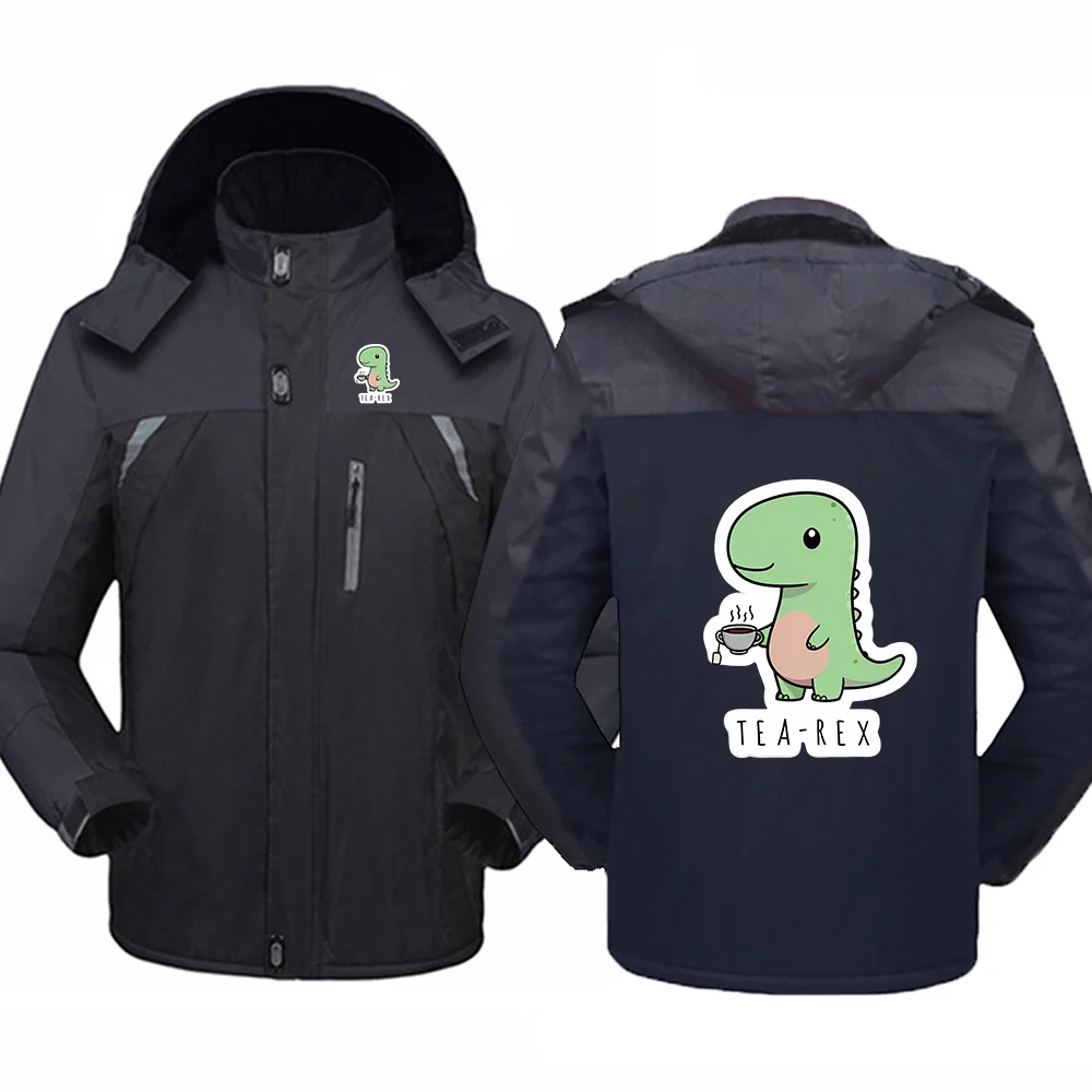 Autumn And Winter 2025 Tea-Rex Dinosaur Logo Print Men's High Quality Cotton-padded Coat Warm Simple Trendy Comfortable Jacket