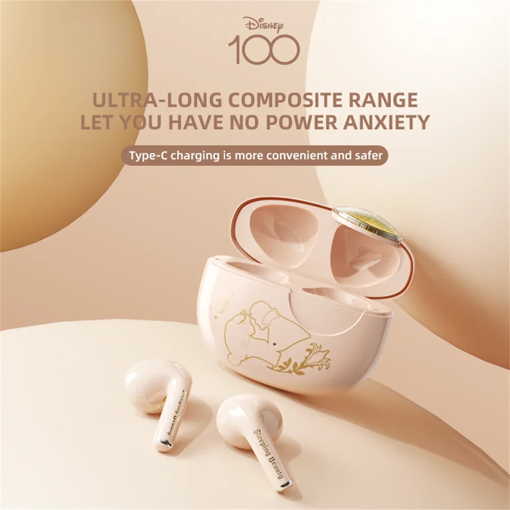 Original Disney QS-29 Wireless Bluetooth 5.3 Earphones HIFI Sound Earbuds Fashion Disney Princess Headphones Anniversary model