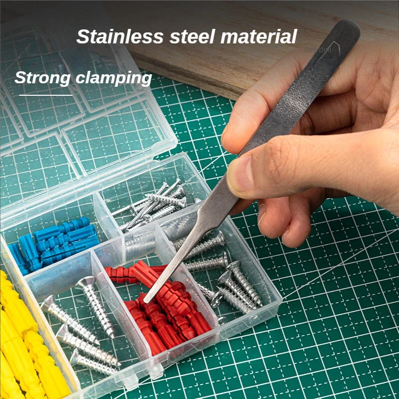 Deli 3PCS Anti-static Curved Straight Tipstainless steel Forceps Precision Soldering Tweezers Set Electronic ESD Tweezers Tool