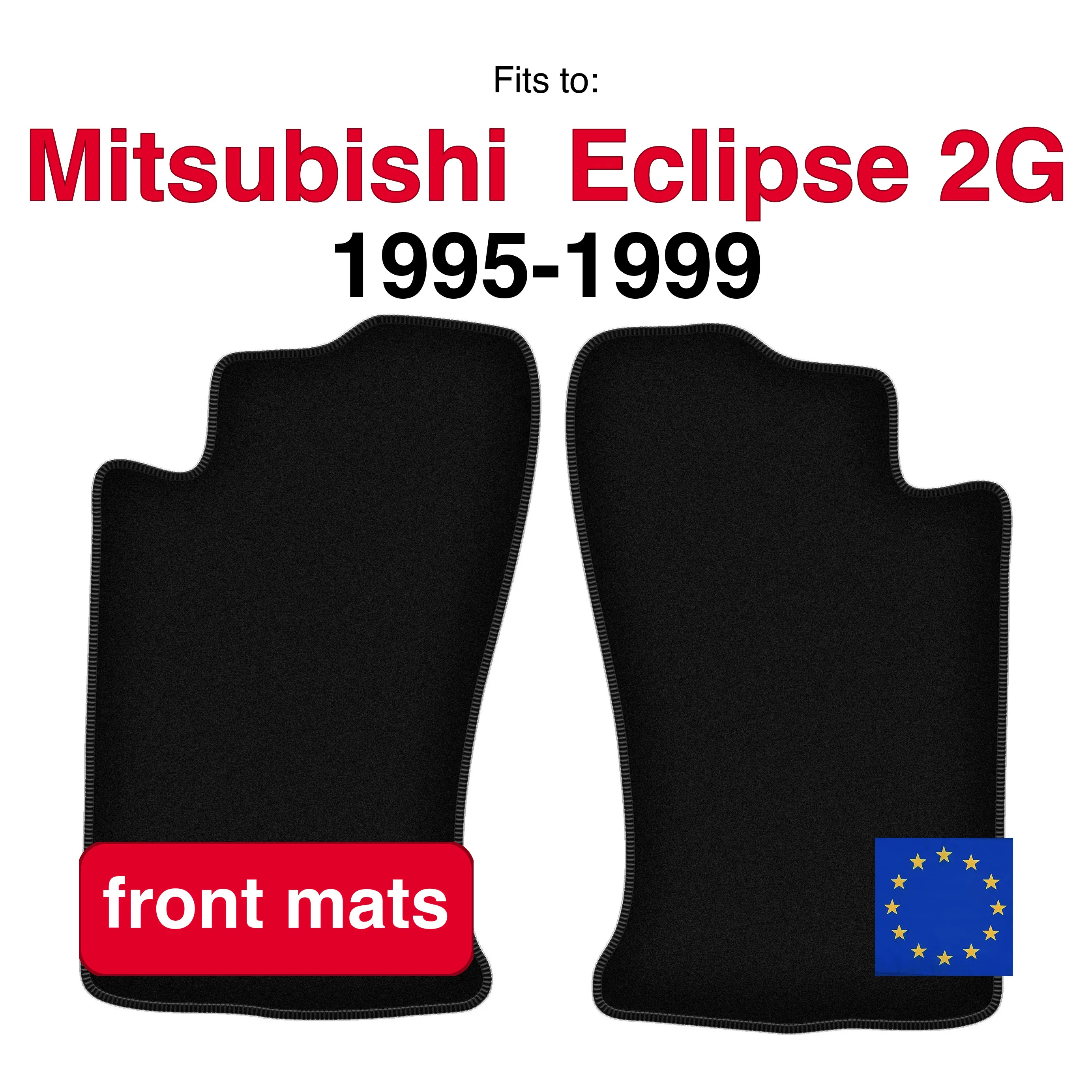 Velours vloermatten voor Mitsubishi Eclipse 2G Coupe (1995-1999) - Zwart (2 stuks) set voorste autovloertapijt