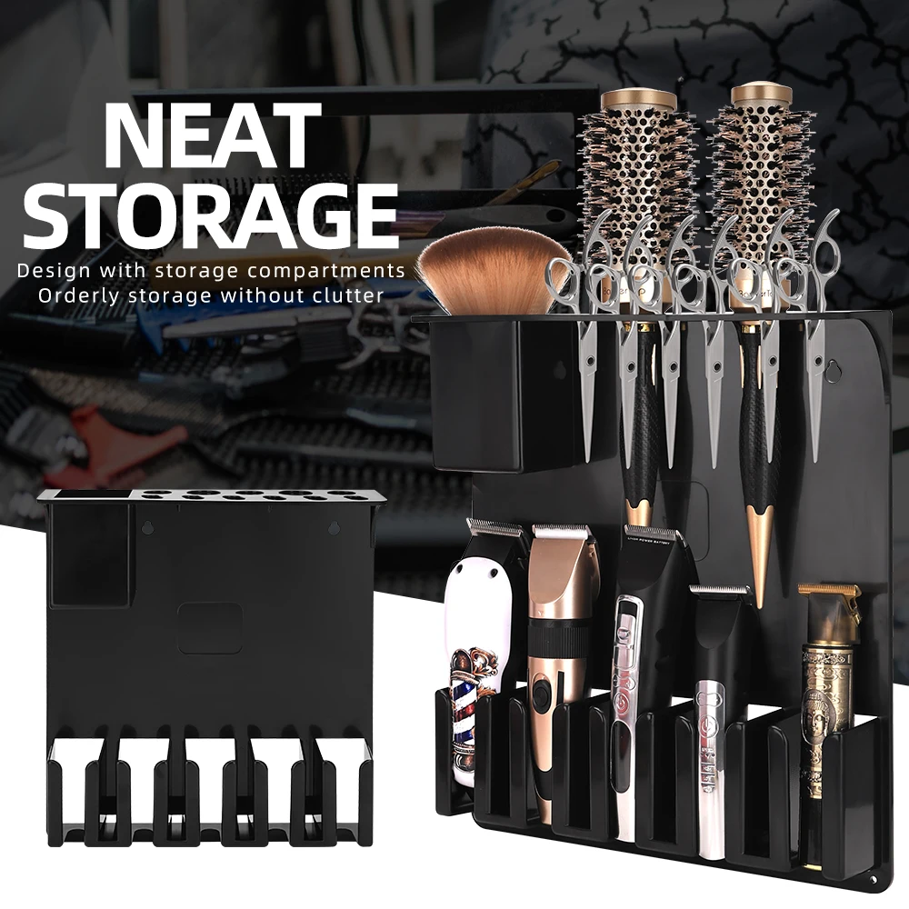 

Barber Scissors Holder Wall-Mount Organizer Comb Storage Rack Salon Hairdressing Tool Holder Easy Access Barbershop Organizer