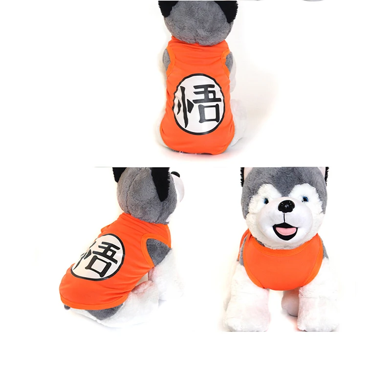 Dragon Ball Son Goku Pet Dog Clothing Anime Dog Soft Tank Top Summer Breathable Casual T-shirt Small Pet Supplies Dog Tank Top