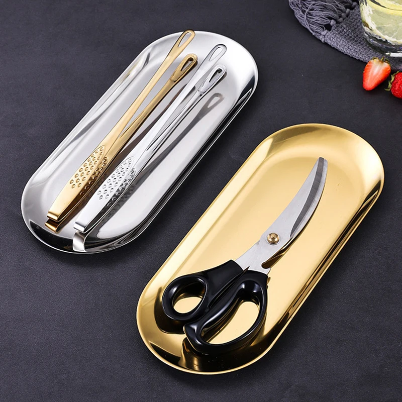 Stainless Steel Gold Dining Plate Dessert Plate Nut Fruit Cake Tray Snack Kitchen Plate Western Steak Kitchen Plate Dish