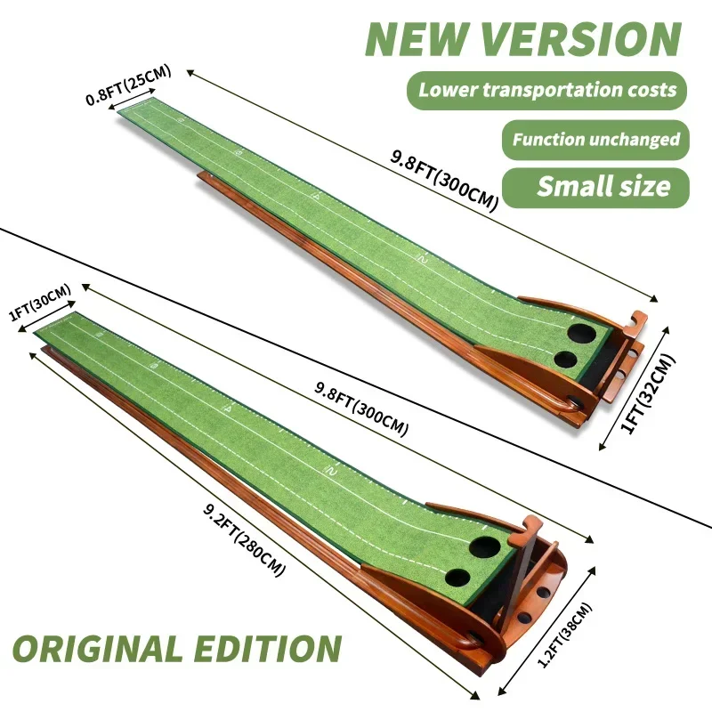 2026 Hot Selling Indoor Wood Golf Trainer Practise Mat with Ball Auto Return Track Top Seller Indoor Golf Training Aidspromote s