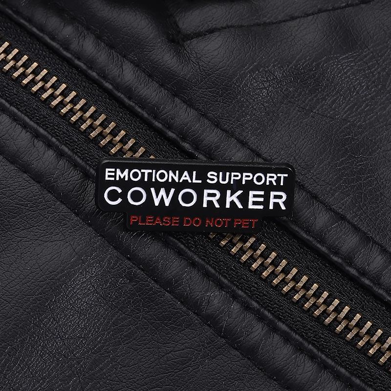 Office Humor Pin Emotional Support Coworker Badge Funny Workplace Brooch Red White Text for Backpack Decoration