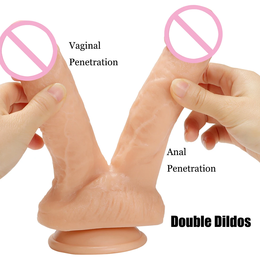 Double Dildos Stimulate Vagina and Anus Huge Penis with Suction Cup Erotic Double Head Phallus Soft Dick Sex Toys for Women