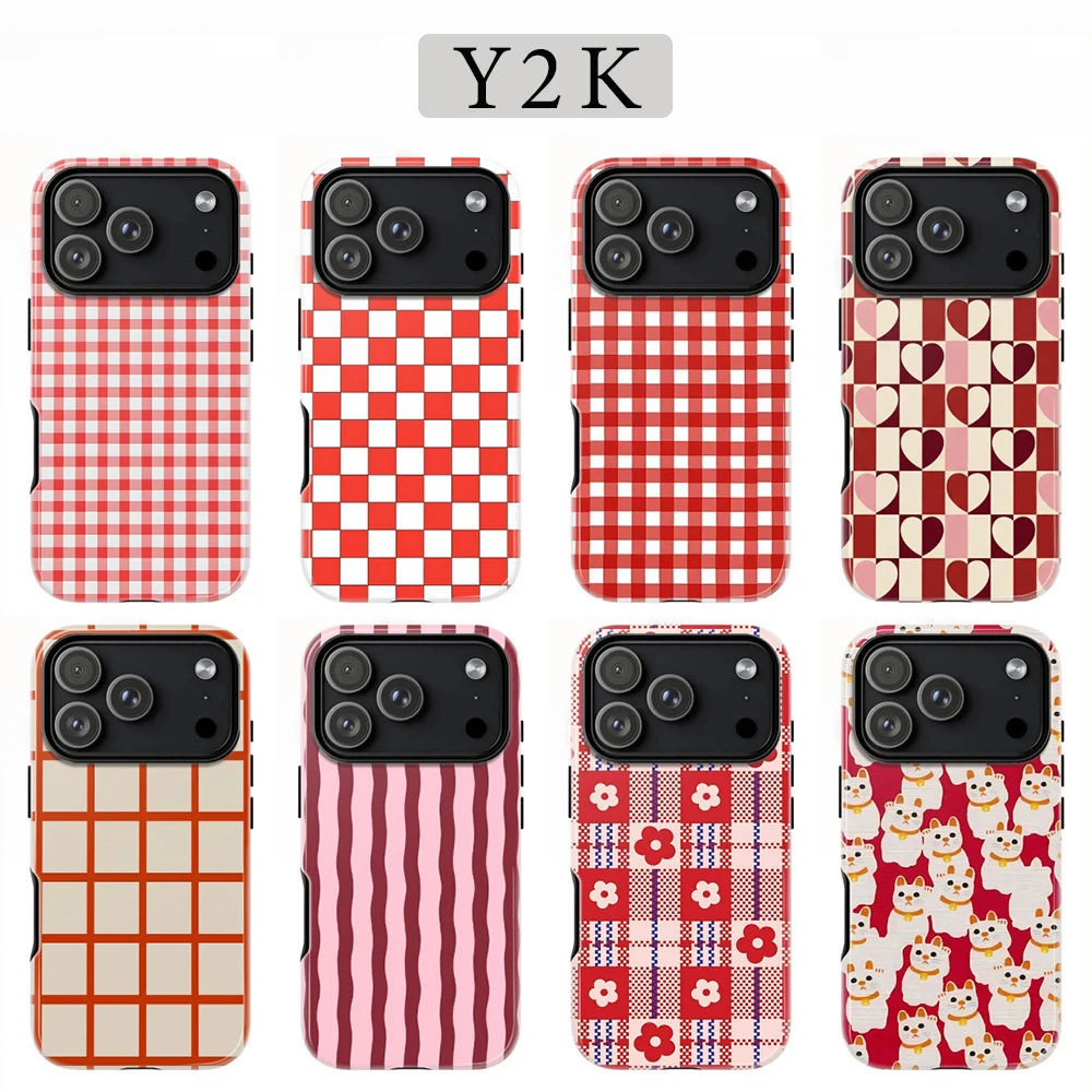 Art Red Grape Grid Phone Case for Samsung Galaxy S20 S23 S24 S25 S26 FE Plus Ultra Edge 4G 5G Luxury Double-layer Back Cover
