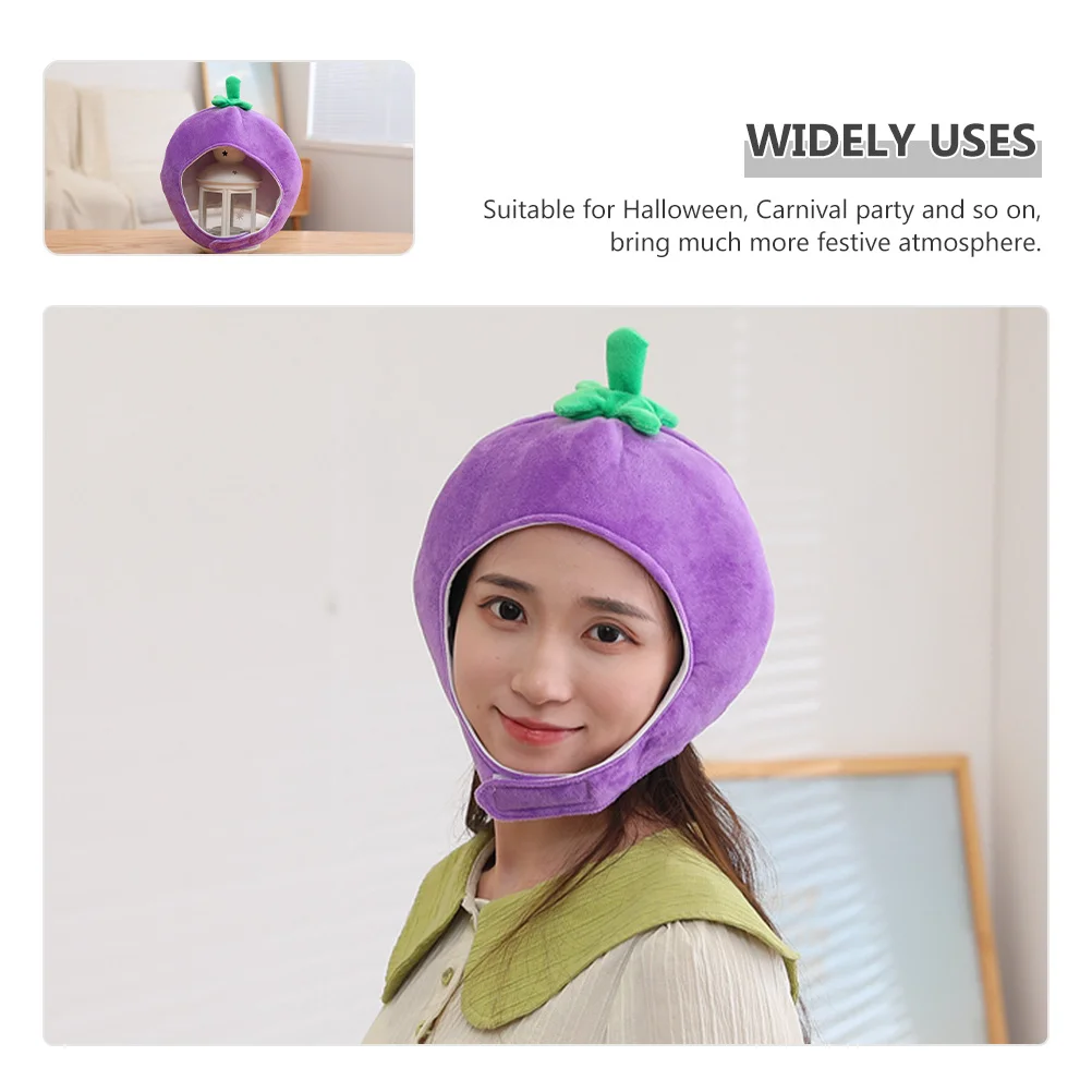 

Eggplant Head Hat Costume Party Prop Festive Headgear For Halloween Carnival Decorative Hat Vegetable Novelty Accessory