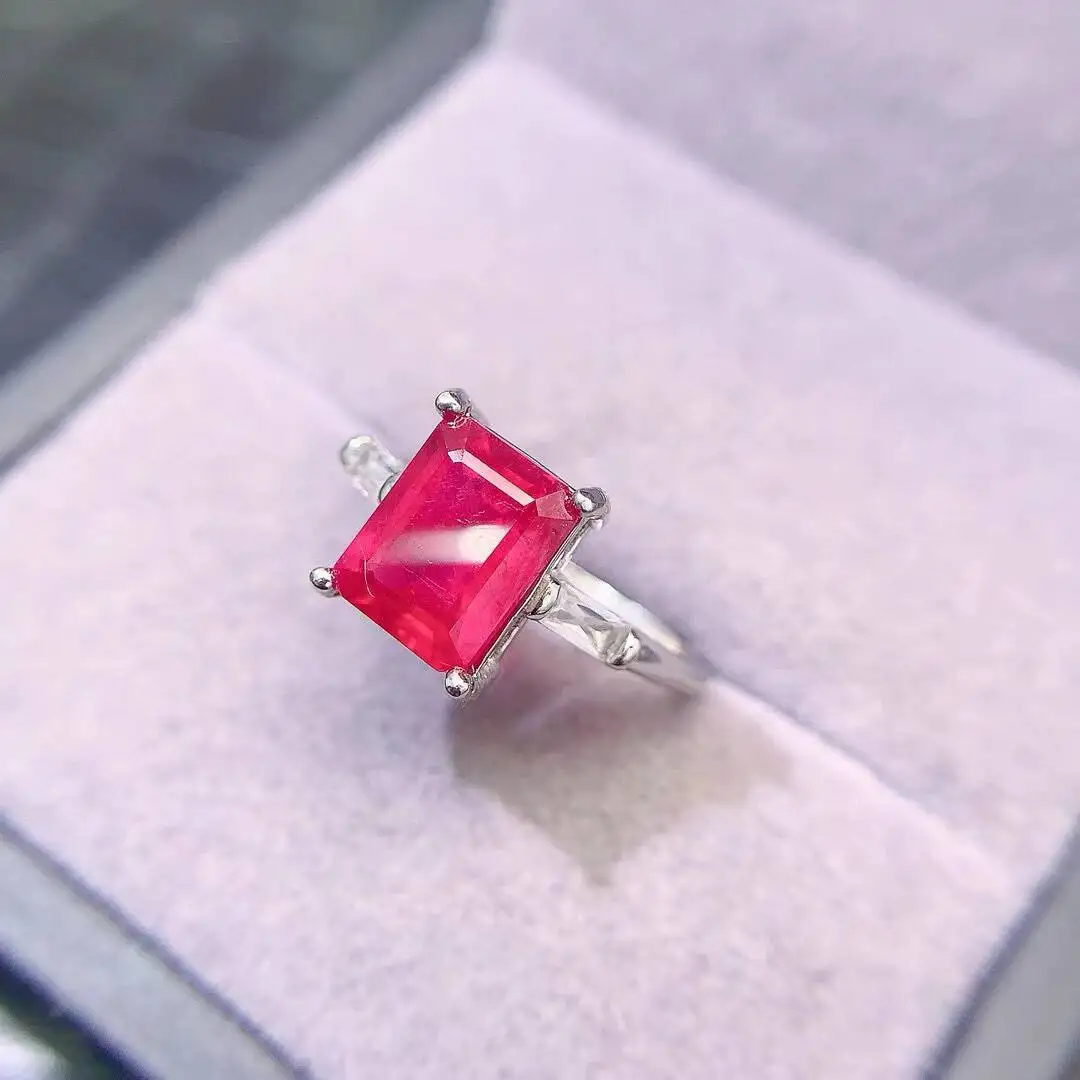 KJJEAXCMY New style Jewelry Natural Women's Ruby Ring 925 silver inlay Colorful and splendid Crystal pure fire flash explosion
