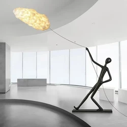 Character Sculpture Resin LED Floor Lamp Cloud Art Design Villa Lobby Exhibition Hall Large Floor Lamp Home Decoration Lamp