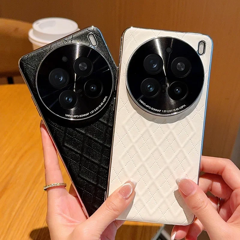 

Чехол для телефона Vivo X200 Ultra X100 X200s с ромбовидным сетчатым узором из искусственной кожи, чехол для Vivo X200 Pro Mini X100s, роскошный твердый чехол