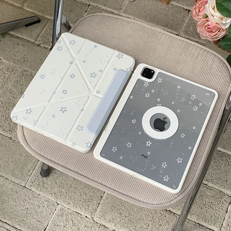 White Background Stars Cover For Magnetic Split iPad Pro 13 11th M5 M4 12.9 A16 10 8 7 9th 10th Air 11 M2 M3 Mini Tablet Case