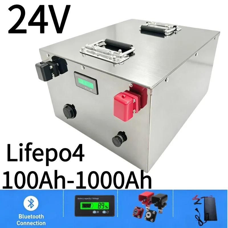 24V LiFePO4 Battery 100Ah-1200Ah Rechargeable Lithium Iron Phosphate Battery for 2000W Solar System UPS Trolling Motor