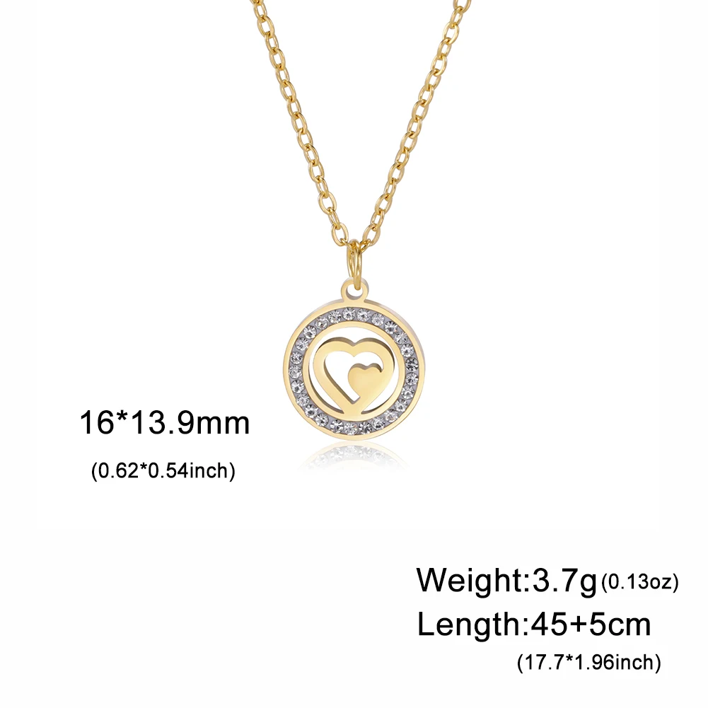 Skyrim Women Heart Clear Zircon Necklace Stainless Steel Gold Color Chain Choker Fashion Luxury Wedding Jewelry Gift for Lover